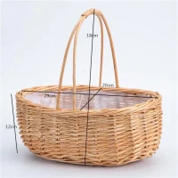Giỏ Mây Tre Đan Bầu Dục Lót Trong Có Quai Cao