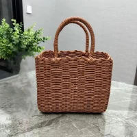 Giỏ Mây Tre Đan Chữ Nhật Đứng Màu Nâu Có Quai Đôi