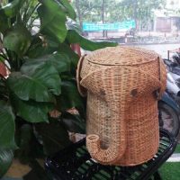 Giỏ Mây Tre Đan Hình Con Voi Có Nắp