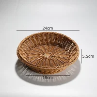 Giỏ Mây Tre Đan Tròn Thấp Đa Năng