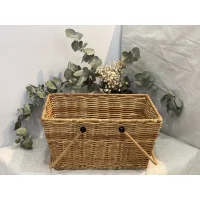 Giỏ Mây Tre Đan Chữ Nhật Tay Cầm Dây