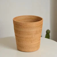 Giỏ mây tre đan hình trụ trơn cao