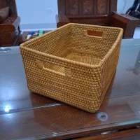 Giỏ Mây Tre Đan Chữ Nhật Có Tay Cầm Khoét