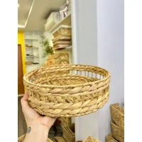Khay Tròn Mây Tre Đan Vành Cao