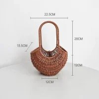 Giỏ Mây Tre Đan Hình Quạt Có Quai Đôi