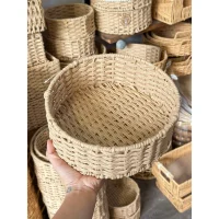 Giỏ Tròn Mây Tre Đan Vành Thấp
