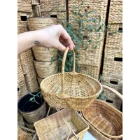 Giỏ Mây Tre Đan Tròn Miệng Loe Có Quai
