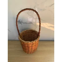 Giỏ Mây Tre Đan Tròn Màu Nâu Nhạt Có Quai