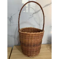 Giỏ Mây Tre Đan Tròn Cao Có Quai